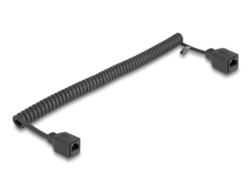 Delock RJ45 tekercselt kábel jack aljzatba Cat.5e UTP 0,5 m - 1 m fekete (DL-90669)