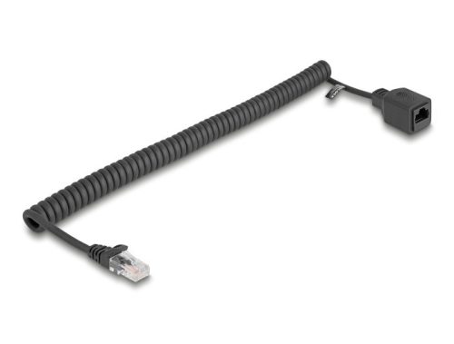Delock RJ45 tekercses kábelcsatlakozó a jack csatlakozóhoz Cat.5e UTP 0,8-2 m fekete
