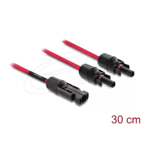   Delock DL4 szolár kábel elosztó 1 x apa - 2 x anya 30 cm piros