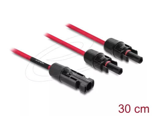 Delock DL4 szolár kábel elosztó 1 x apa - 2 x anya 30 cm piros