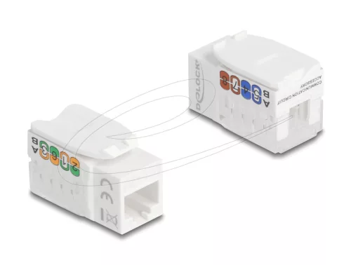 Delock Keystone modul RJ45 aljzat LSA, Cat.6A UTP 90  szerszám nélküli (DL-90720)