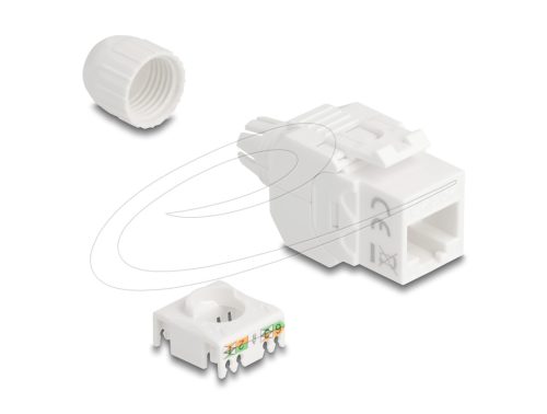 Delock Keystone modul RJ45 aljzat LSA Cat.6A UTP 180  szerszám nélküli, kábelátvezetővel