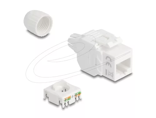 Delock Keystone modul RJ45 aljzat LSA Cat.6A UTP 180  szerszám nélküli, kábelátvezetővel (DL-90721)