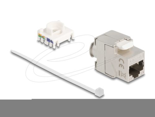 Delock Keystone modul, vékony / rövid RJ45 jack - LSA Cat.6A árnyékolt 180  szerszámmentes csatlakozó