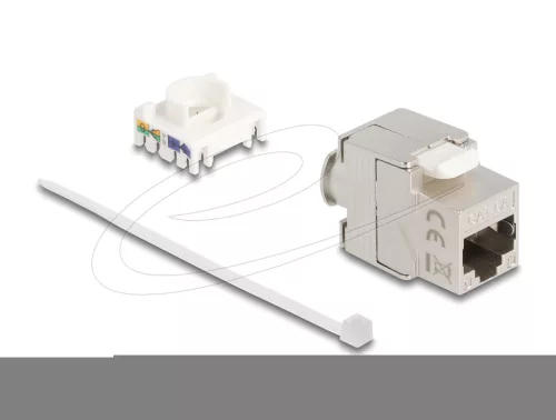 Delock Keystone modul, vékony / rövid RJ45 jack - LSA Cat.6A árnyékolt 180  szerszámmentes csatlakozó (DL-90723)