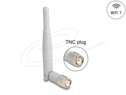 Delock WiFi 7 antenna TNC-dugó 2 - 3 dBi 13,5 cm mindenirányú, dönthető csatlakozással (szürke színű) (DL-90736)