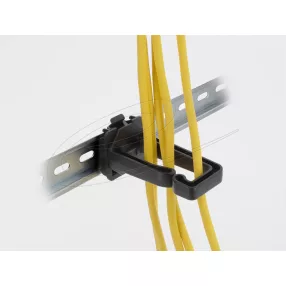   Delock Kábeltartó 70 x 24 mm méretű DIN sínhez kapcsoláshoz felszerelő lemezzel fekete (DL-90769)