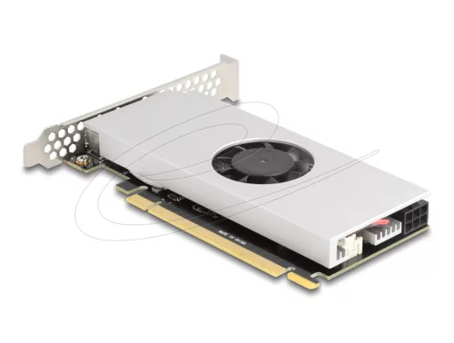 Delock PCI Expressz x16 kártya - 4 x 20 Gbps-s USB Type-C  négy csatornával ventilátorral és hűtőpárnával alacsony kialakítású faktorban (DL-90806)