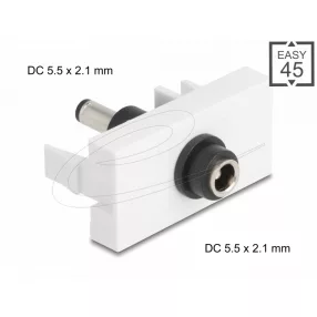   Delock Easy 45 modul DC 5,5 x 2,1 mm anya - DC 5,5 x 2,1 mm apa fehér (DL-90862)