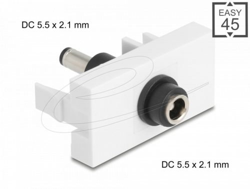Delock Easy 45 modul DC 5,5 x 2,1 mm anya - DC 5,5 x 2,1 mm apa fehér