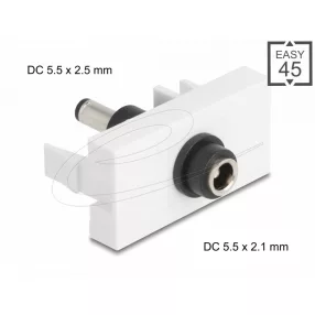   Delock Easy 45 modul DC 5,5 x 2,1 mm anya - DC 5,5 x 2,5 mm apa fehér (DL-90863)