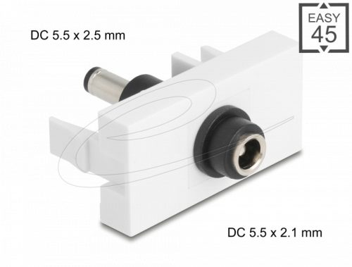 Delock Easy 45 modul DC 5,5 x 2,1 mm anya - DC 5,5 x 2,5 mm apa fehér