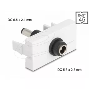   Delock Easy 45 modul DC 5,5 x 2,5 mm anya - DC 5,5 x 2,1 mm apa fehér (DL-90864)