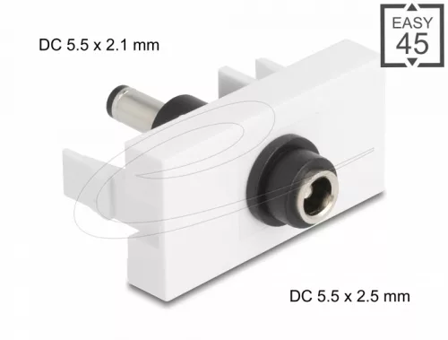 Delock Easy 45 modul DC 5,5 x 2,5 mm anya - DC 5,5 x 2,1 mm apa fehér (DL-90864)