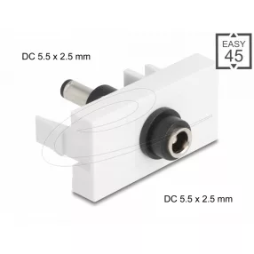   Delock Easy 45 modul DC 5,5 x 2,5 mm anya - DC 5,5 x 2,5 mm apa fehér (DL-90865)