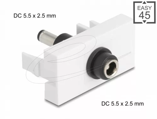 Delock Easy 45 modul DC 5,5 x 2,5 mm anya - DC 5,5 x 2,5 mm apa fehér (DL-90865)