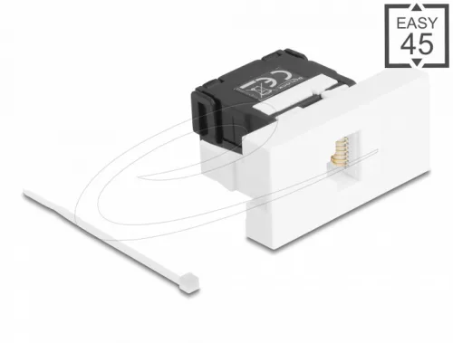 Delock Easy 45 modul RJ45 jack csatlakozó LSA Cat.6A 180 -os szerszámmentes fekete/fehér (DL-90879)