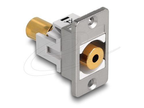 Delock panel tartó sztereó jack aljzat 3,5 mm 4 tűs > sztereó jack anya 3,5 mm 4 tűs aranyozott ezüst / fehér