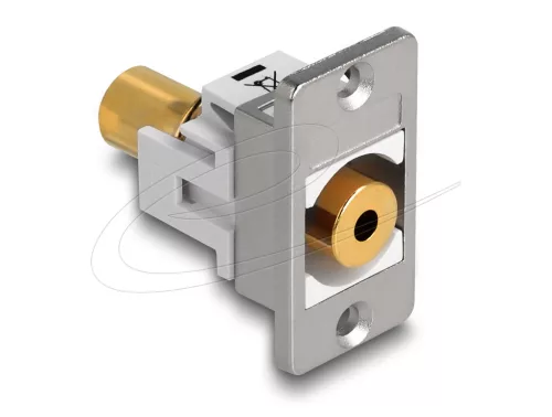 Delock panel tartó sztereó jack aljzat 3,5 mm 4 tűs > sztereó jack anya 3,5 mm 4 tűs aranyozott ezüst / fehér (DL-90884)