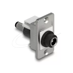   Delock panel tartó DC 5,5 x 2,5 mm-es anya DC 5,5 x 2,5 mm-es apa ezüst / fehér / fekete (DL-90887)