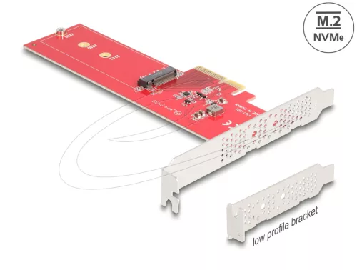 Delock PCI Express 5.0 x4 Kártya - 1 x belső NVMe M.2 aljzattal, M nyílással - alacsony profilú formatényező (DL-90889)