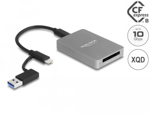 Delock USB Type-C kártyaolvasó alumínium házban CFexpress vagy XQD memória kártyákhoz (DL-91008)