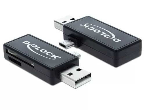 Delock Micro USB OTG-kártyaolvasó + USB A-csatlakozódugó (DL-91731)