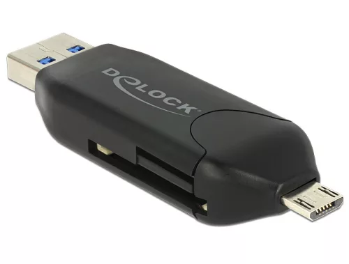 Delock Micro USB OTG-kártyaolvasó + USB 3.0 A-csatlakozódugó (DL-91734)