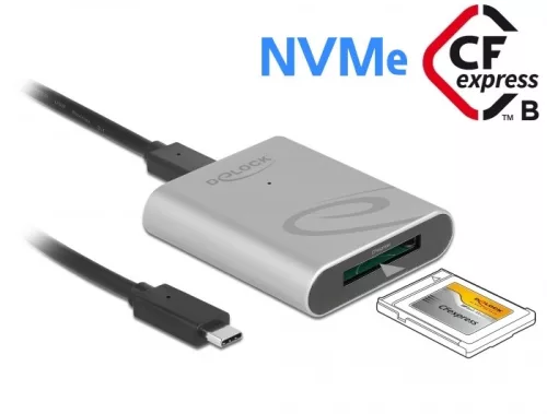 Delock USB Type-C  kártyaolvasó alumínium keretben CFexpress memória kártyákhoz (DL-91751)