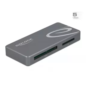   Delock USB Type-C  kártyaolvasó CFast és SD memóriakártyákhoz + USB Hub A-típusú és USB Type-C  port (DL-91754)