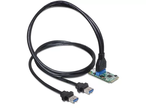 Delock MiniPCIe I/O PCIe teljes méret, 1 x 19 pin USB 3.0 pin fejes (DL-95234)