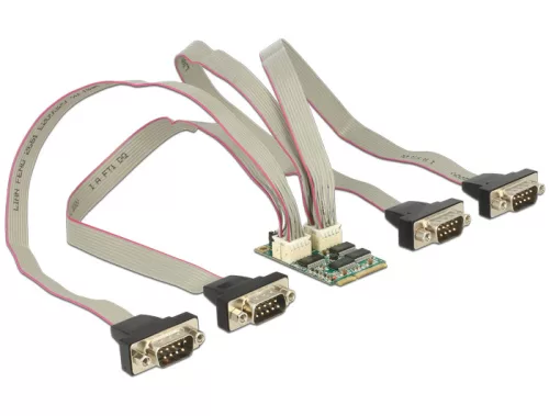 Delock modul MiniPCIe I/O PCIe teljes méret 4 x soros RS-232 feszültségellátással (DL-95244)