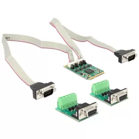   Delock Mini PCIe I/O PCIe teljes méret 2 x Serial RS-422 / 485  600 W Surge (DL-95245)