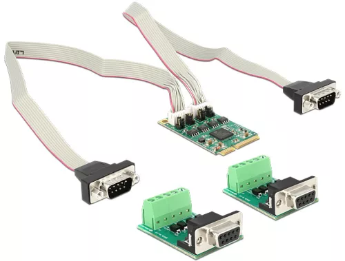 Delock Mini PCIe I/O PCIe teljes méret 2 x Serial RS-422 / 485  600 W Surge (DL-95245)