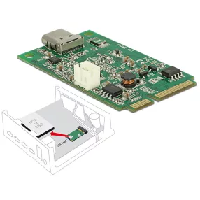   Delock Mini PCIe I/O PCIe teljes méret 1 x USB Type-C  3.1-es, 2. generációs csatlakozóhüvely (DL-95259)