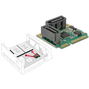   Delock Mini PCIe I/O PCIe fél méretű 2 x SATA 6 Gb/s (DL-95260)