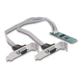   Delock M.2 kártya - 2 x soros RS-232 DB9 standard és alacsony profilú csatlakozó felületekkel (DL-95270)