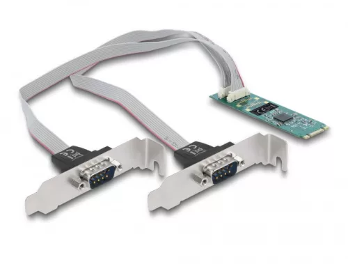 Delock M.2 kártya - 2 x soros RS-232 DB9 standard és alacsony profilú csatlakozó felületekkel (DL-95270)