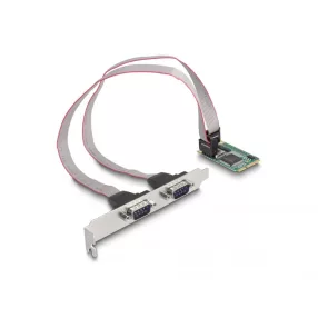   Delock Mini PCIe kártya teljes méret - 2 x Soros RS-232 D-Sub 9 tűs (DL-95273)
