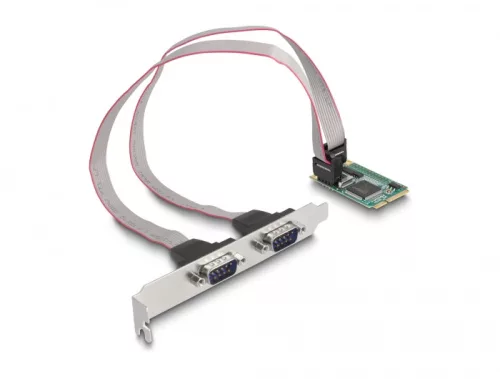 Delock Mini PCIe kártya teljes méret - 2 x Soros RS-232 D-Sub 9 tűs (DL-95273)