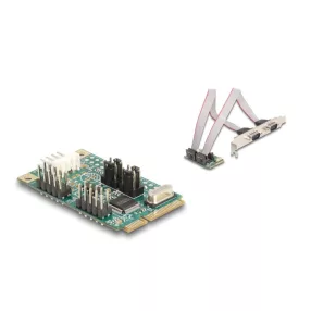   Delock Mini PCIe I/O PCIe teljes méretű 2 x soros RS-232 tápfeszültséggel 5 V / 12 V (DL-95276)