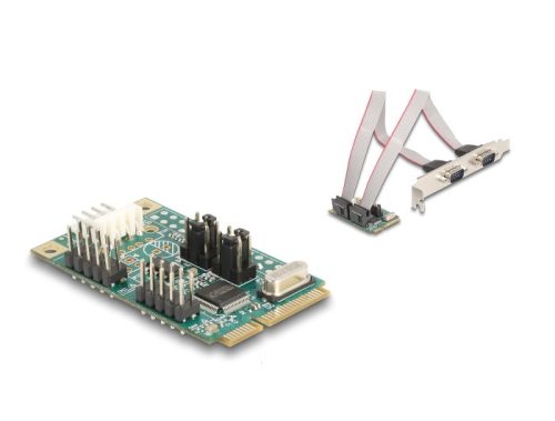 Delock Mini PCIe I/O PCIe teljes méretű 2 x soros RS-232 tápfeszültséggel 5 V / 12 V