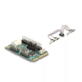   Delock Mini PCIe I/O PCIe teljes méretű 1 x párhuzamos, 2 x soros RS-232 tápfeszültséggel 5 V / 12 V (DL-95277)