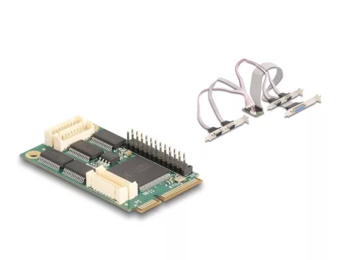 Delock Mini PCIe I/O PCIe teljes méretű 4 x soros RS-232, 1 x párhuzamos (DL-95279)