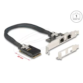   Delock Mini PCIe I/O PCIe teljes méretű 2 x RJ45 Gigabit LAN (DL-95280)