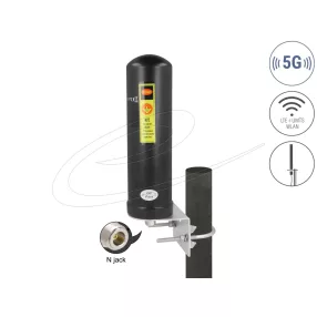   Delock 5G LTE antenna N anya 3 - 5 dBi irányítatlan, kültéri fali és állított elhelyezésre fekete (DL-96093)