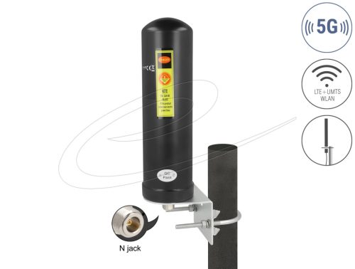 Delock 5G LTE antenna N anya 3 - 5 dBi irányítatlan, kültéri fali és állított elhelyezésre fekete