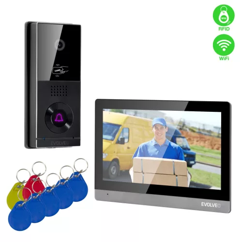 EVOLVEO DoorPhone AHD10, otthoni WiFi videotelefon készlet ajtóvezérléssel és RFID-vel, ezüst-fekete 10  monitor