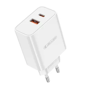   Jellico EC02 Hálózati Adapter USB + Type-C PD120W QC3 gyorstöltéssel - fehér