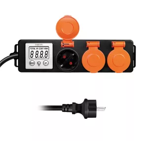   Logilink 3 pólusú kültéri csatlakozósáv energiaköltség-mérővel, 2,0"-os LCD kijelzővel és védőfülekkel (EM0008)